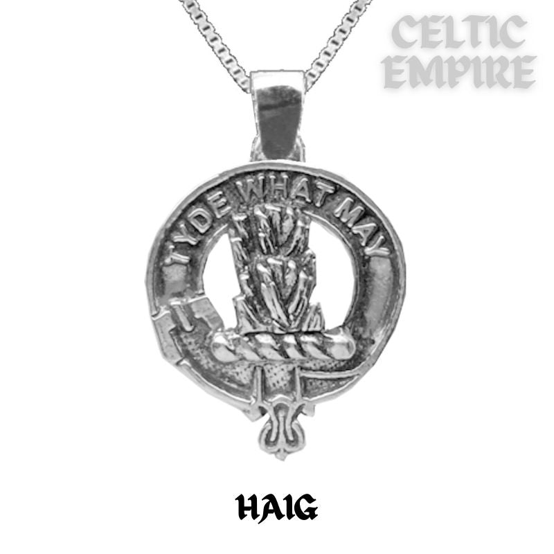 Haig Large 1" Scottish Family Clan Crest Pendant - Sterling Silver