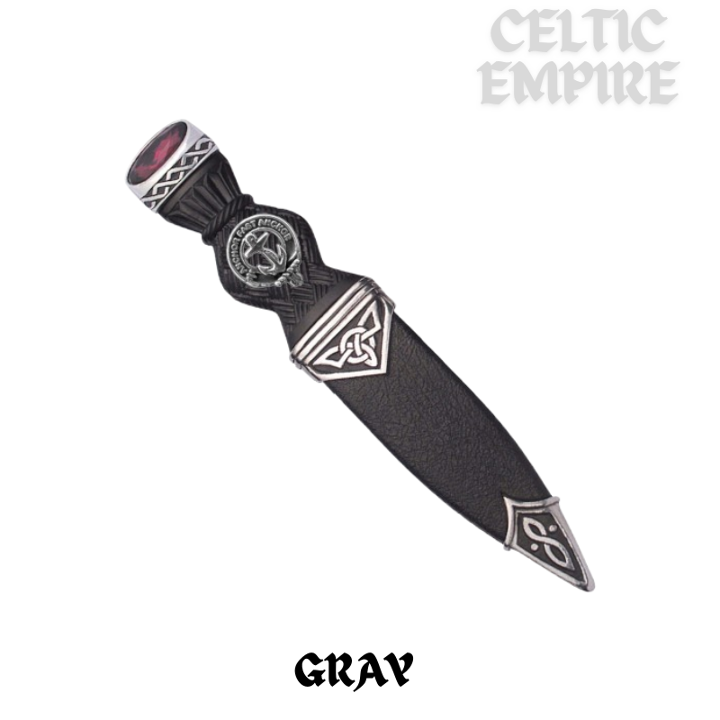 Gray Interlace Family Clan Crest Sgian Dubh, Scottish Knife