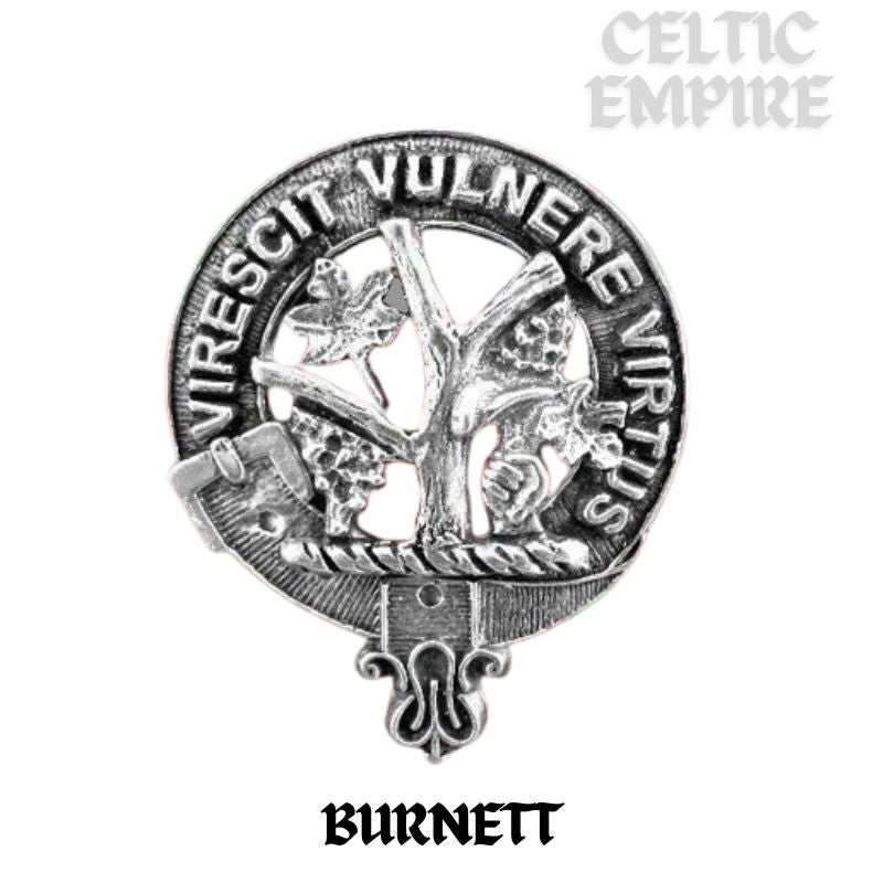 Burnett Family Clan Crest Scottish Button Loop Tie Bar ~ Sterling silver