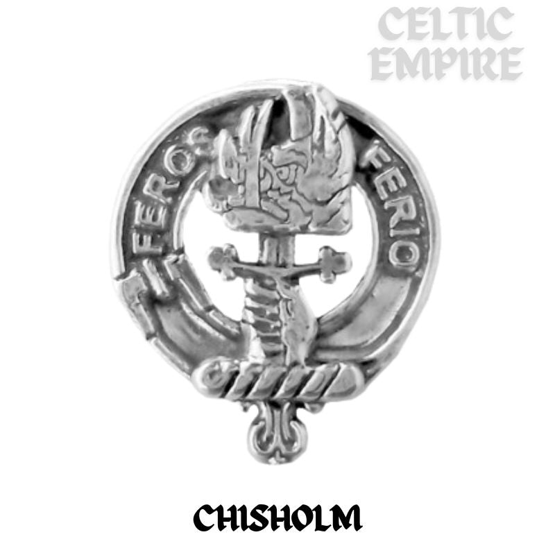 Chisholm Family Clan Crest Celtic Interlace Disk Pendant, Scottish Family Crest