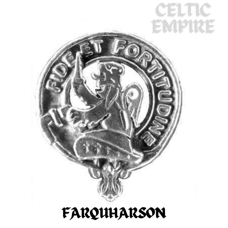 Farquharson Family Clan Crest Scottish Button Loop Tie Bar ~ Sterling silver
