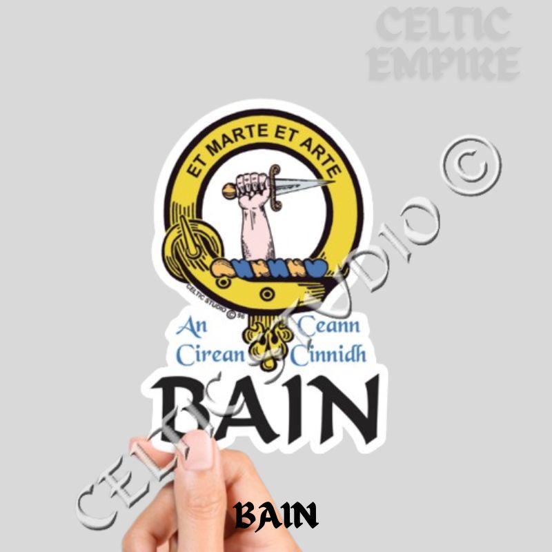 Bain Family Clan Crest Decal | Custom Scottish Heritage Car & Laptop Stickers