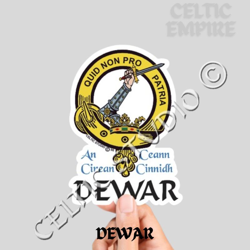 Dewar Family Clan Crest Decal | Custom Scottish Heritage Car & Laptop Stickers