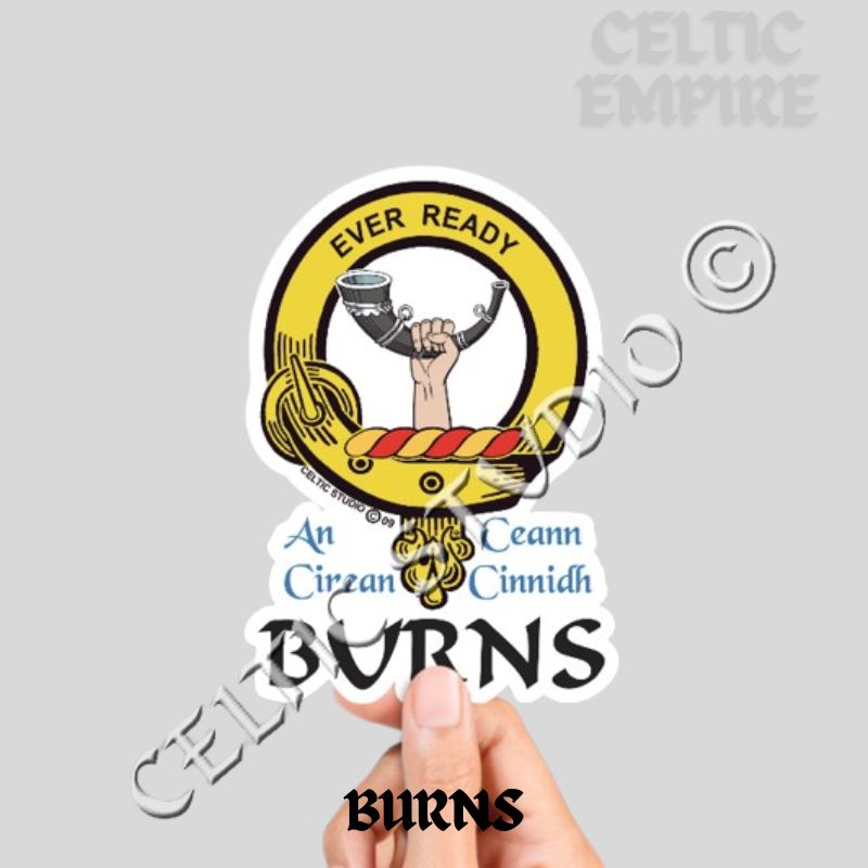 Burns Family Clan Crest Decal | Custom Scottish Heritage Car & Laptop Stickers