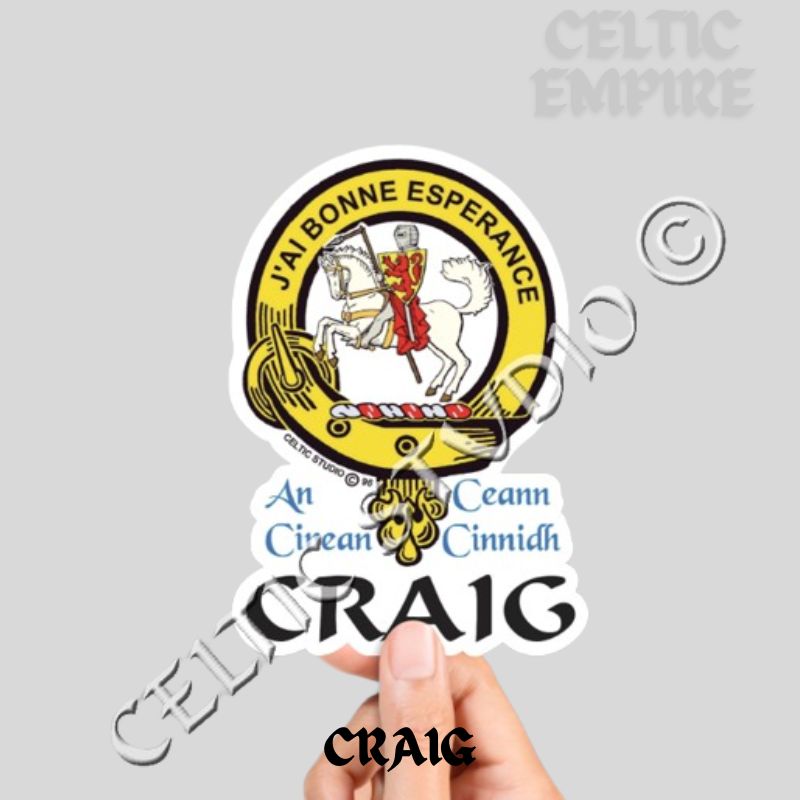 Craig Family Clan Crest Decal | Custom Scottish Heritage Car & Laptop Stickers