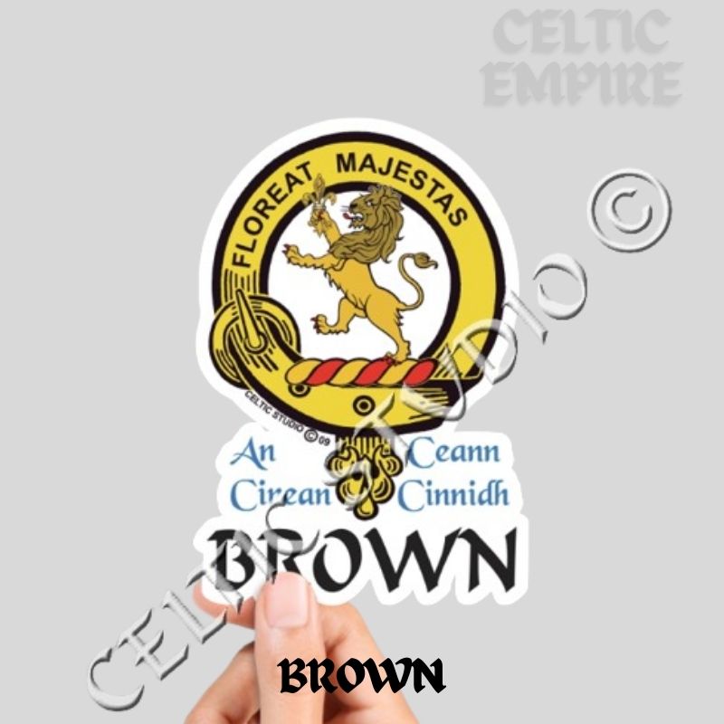Brown Family Clan Crest Decal | Custom Scottish Heritage Car & Laptop Stickers