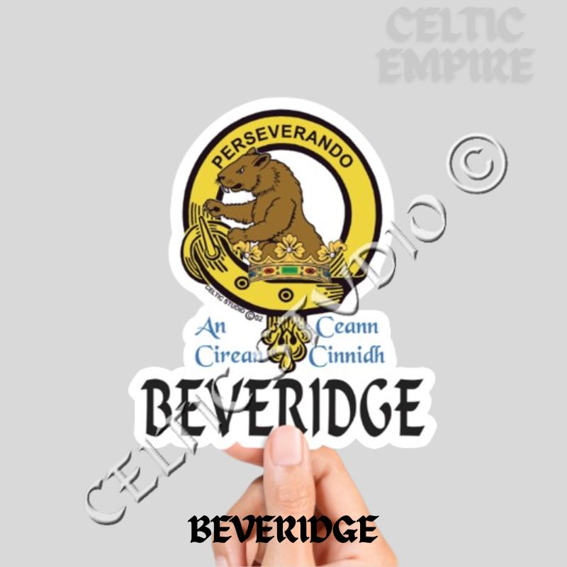 Beveridge Family Clan Crest Decal | Custom Scottish Heritage Car & Laptop Stickers