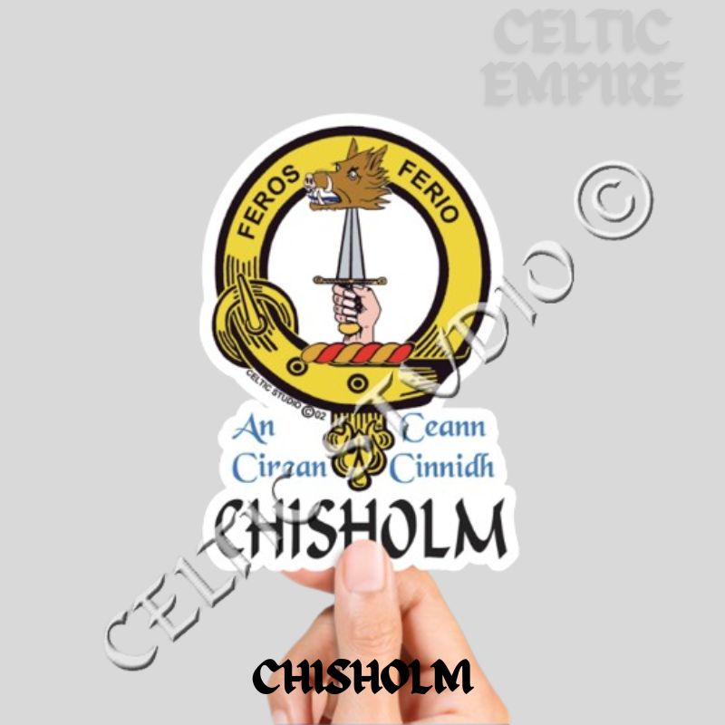 Chisholm Family Clan Crest Decal | Custom Scottish Heritage Car & Laptop Stickers
