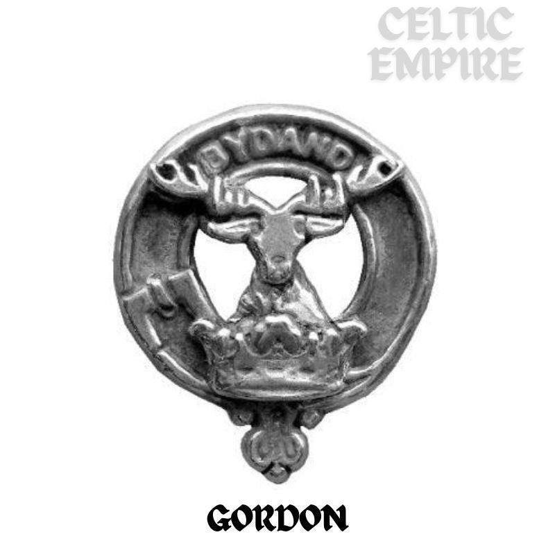 Gordon Family Clan Crest Scottish Button Loop Tie Bar ~ Sterling silver