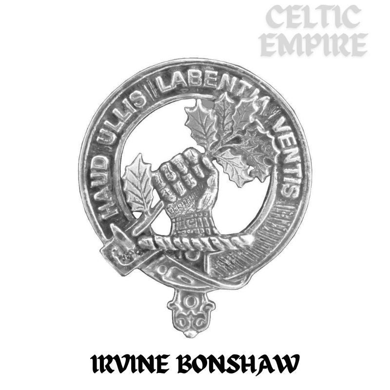 Irvine (Bonshaw) 5oz Round Family Clan Crest Scottish Badge Flask
