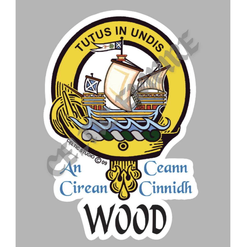 Wood Family Clan Crest Decal | Custom Scottish Heritage Car & Laptop Stickers