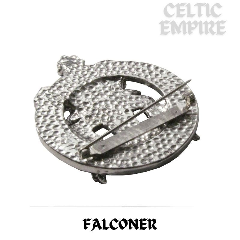 Falconer Family Clan Crest Scottish Pewter Cap Badge