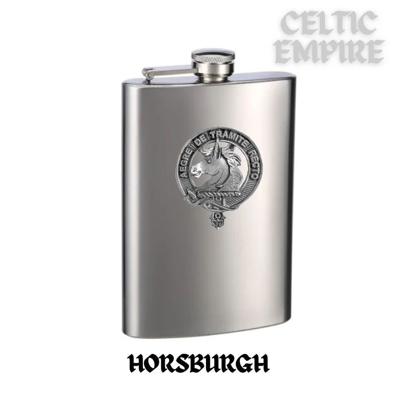 Horsburgh 8oz Family Clan Crest Scottish Badge Stainless Steel Flask