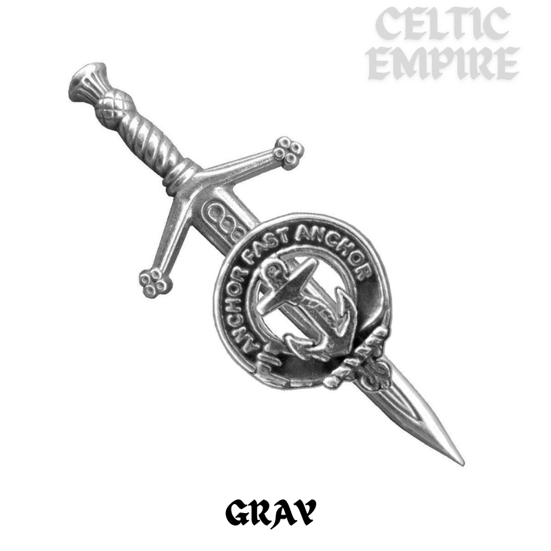 Gray Scottish Small Family Clan Kilt Pin
