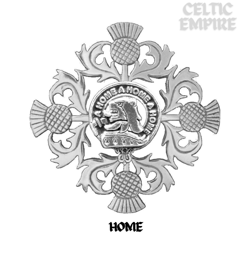 Home Family Clan Crest Scottish Four Thistle Brooch