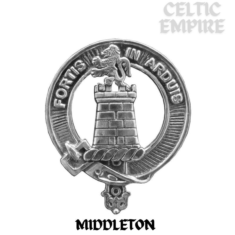 Middleton 5oz Round Family Clan Crest Scottish Badge Flask