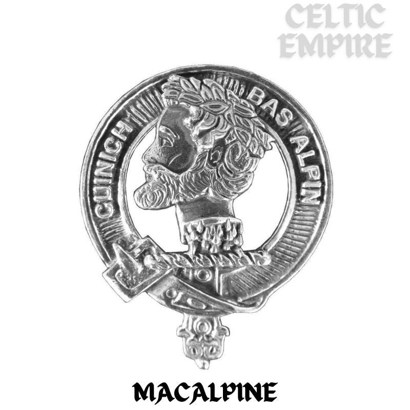 MacAlpin Family Clan Crest Celtic Interlace Disk Pendant, Scottish Family Crest
