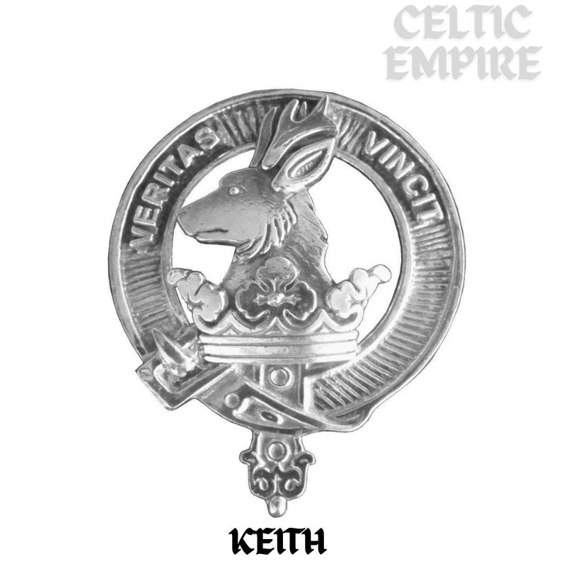 Keith Family Clan Crest Scottish Button Loop Tie Bar Sterling silver