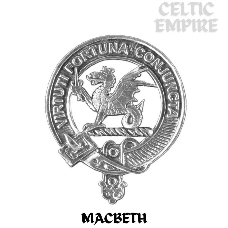 MacBeth Family Clan Crest Scottish Cufflinks; Pewter, Sterling Silver and Karat Gold