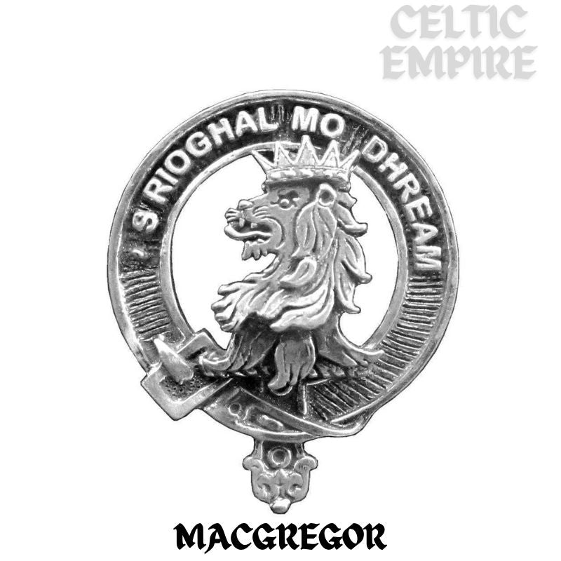 MacGregor Large 1" Scottish Family Clan Crest Pendant - Sterling Silver