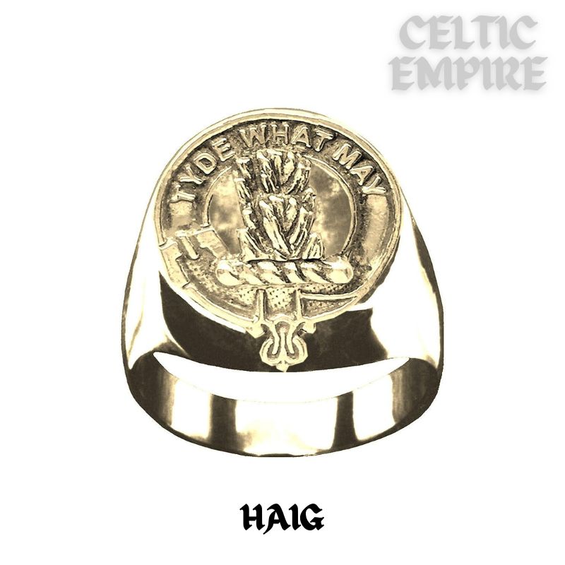 Haig Scottish Family Clan Crest Ring - Sterling Silver and Karat Gold