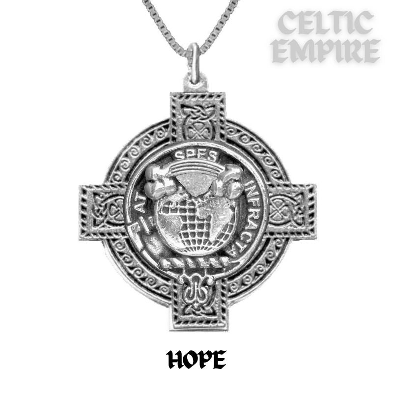 Hope Family Clan Crest Celtic Cross Pendant Scottish