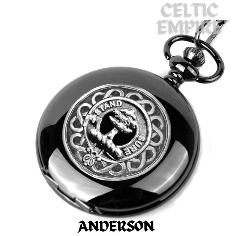 Anderson Family Clan Crest Black Pocket Watch