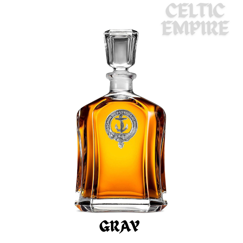 Gray Family Clan Crest Badge Whiskey Decanter