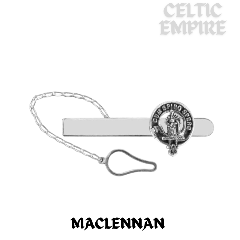 MacLennan Family Clan Crest Scottish Button Loop Tie Bar Sterling silver