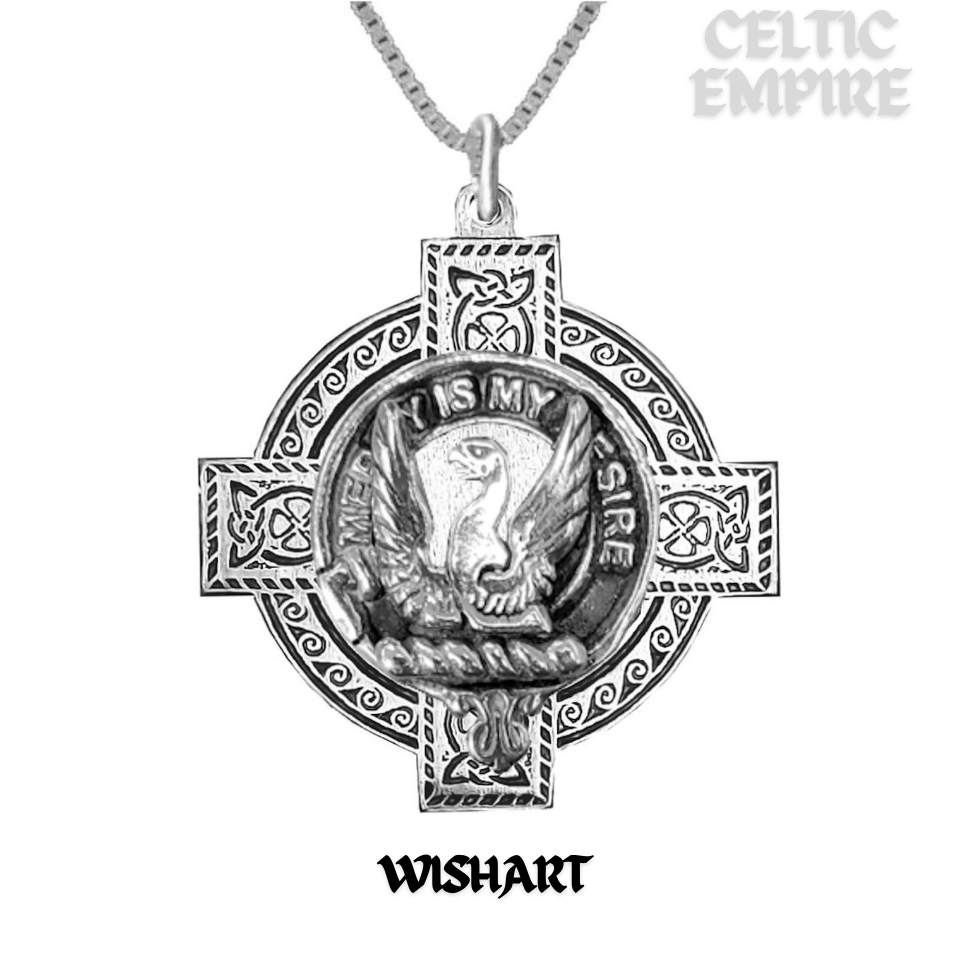 Wishart Family Clan Crest Celtic Cross Pendant Scottish