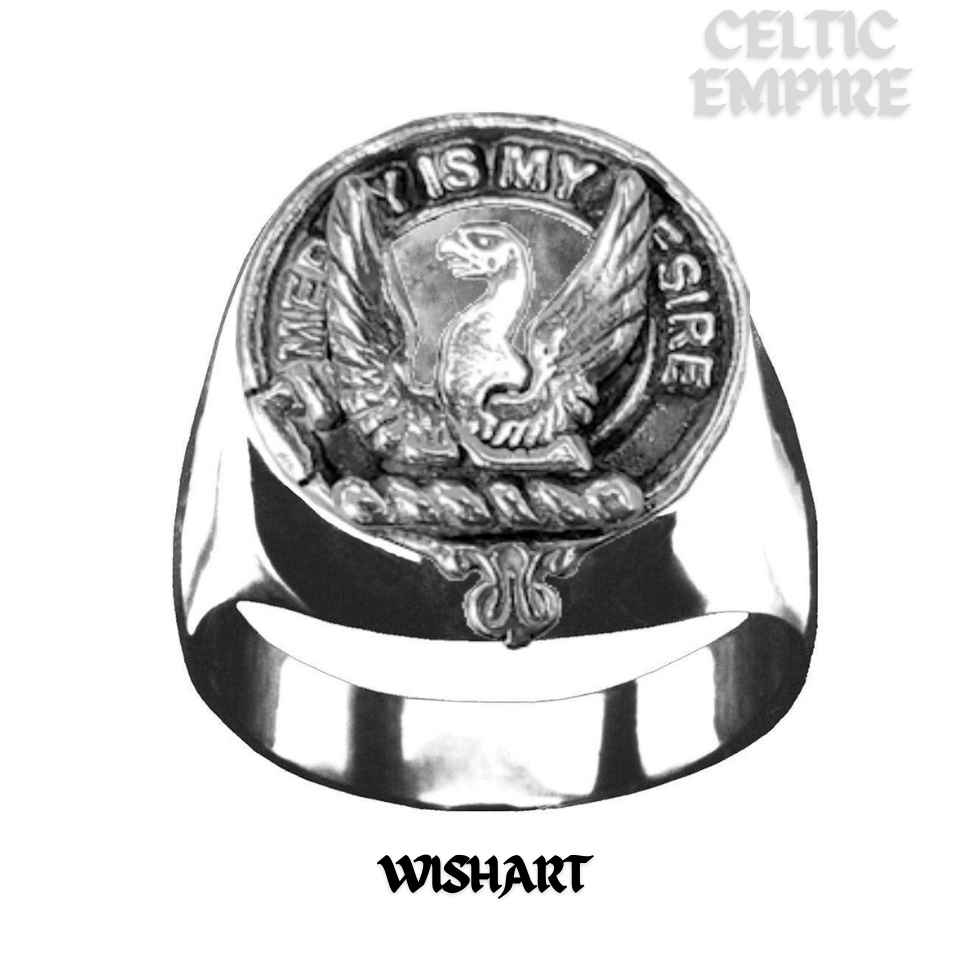 Wishart Scottish Family Clan Crest Ring ~ Sterling Silver and Karat Gold