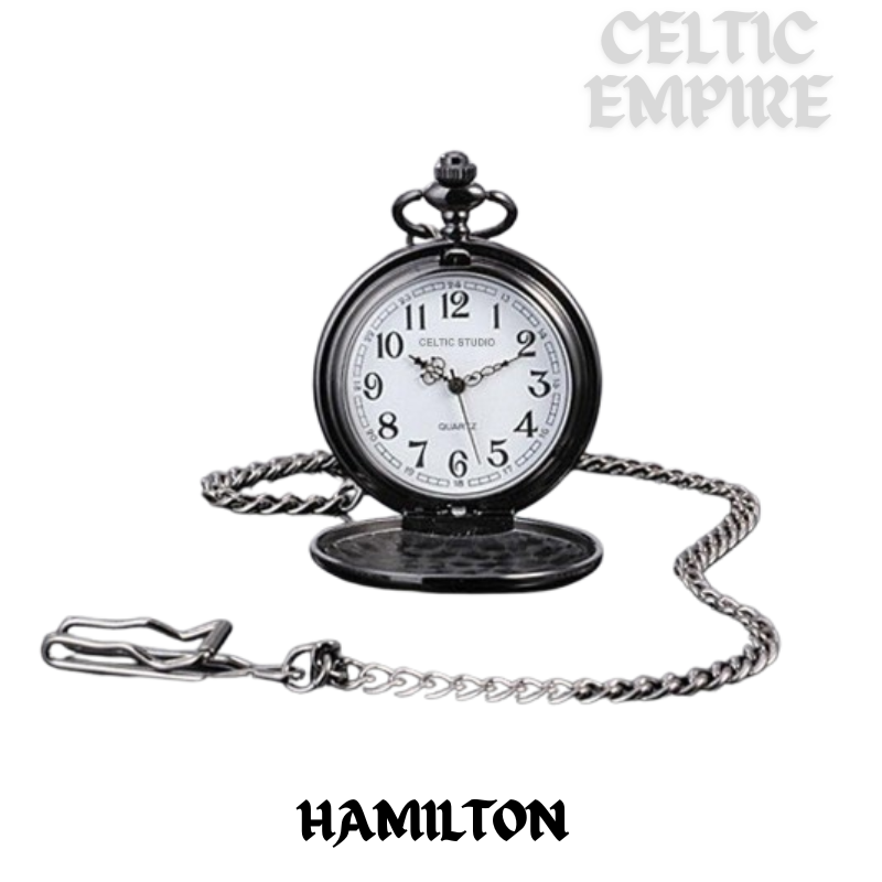 Hamilton Family Clan Crest Black Pocket Watch