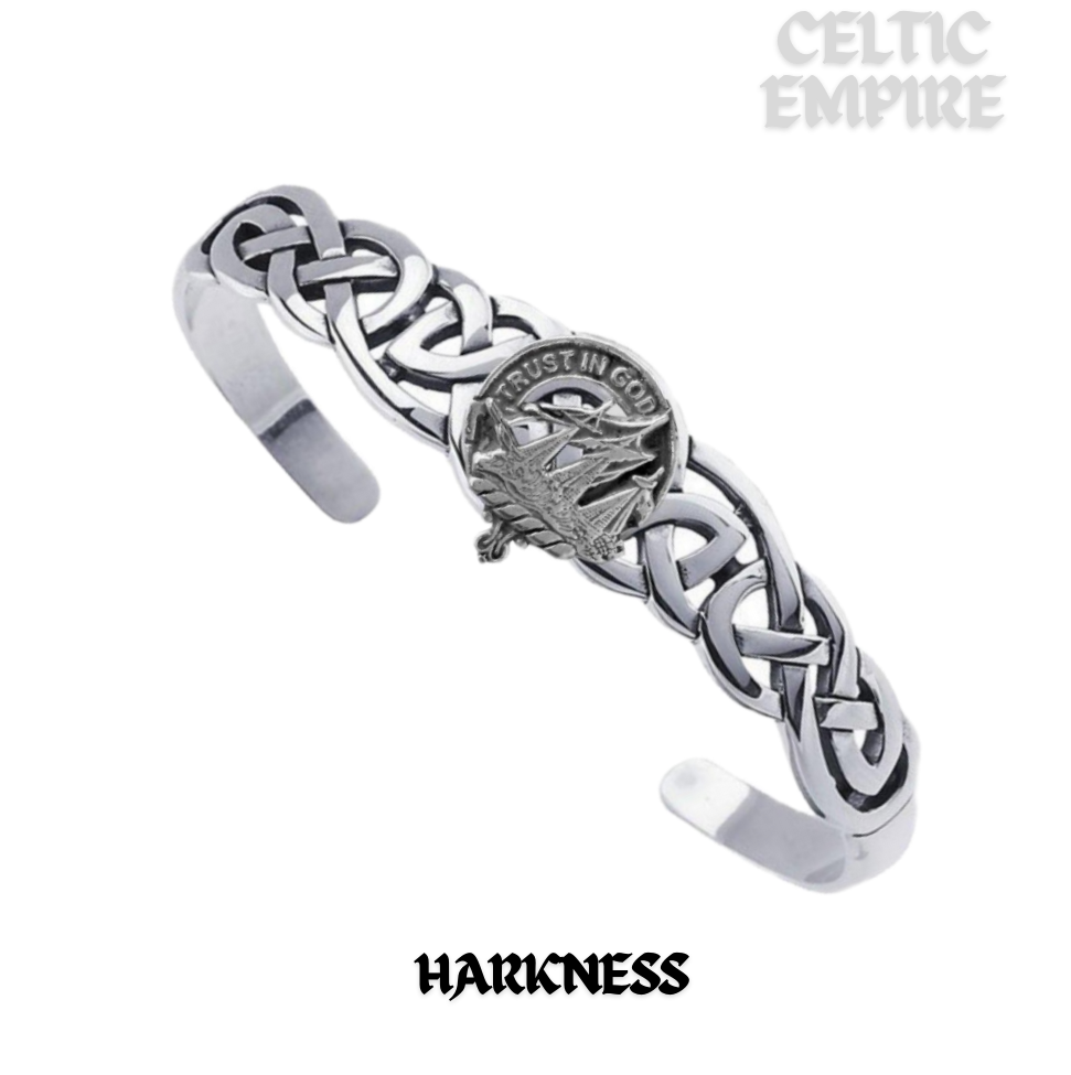 Harkness Family Clan Crest Celtic Cuff Bracelet
