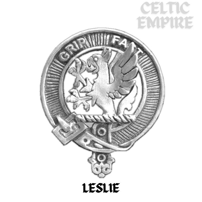 Leslie Family Clan Crest Celtic Cross Pendant Scottish