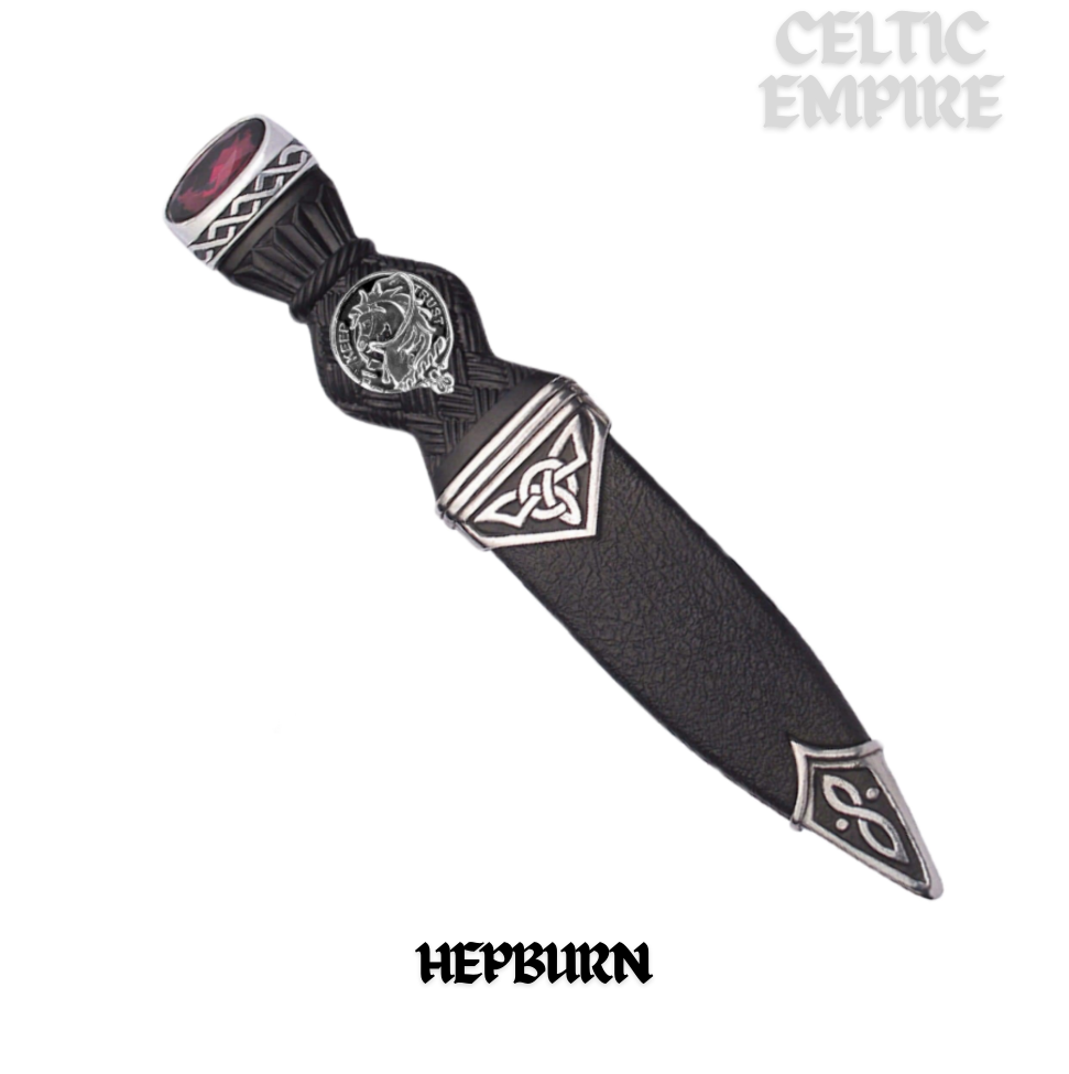 Hepburn Interlace Family Clan Crest Sgian Dubh, Scottish Knife