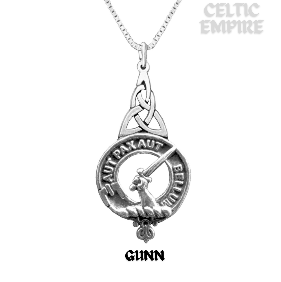 Gunn Family Clan Crest Interlace Drop Pendant