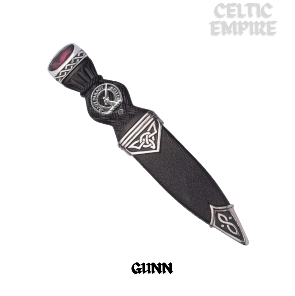 Gunn Interlace Family Clan Crest Sgian Dubh, Scottish Knife