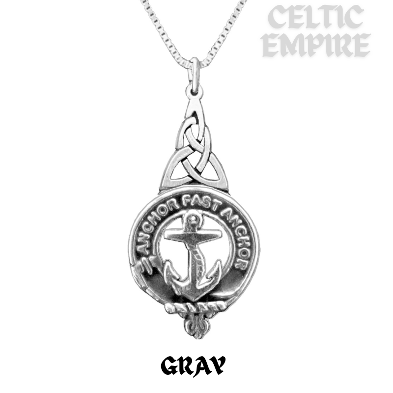Gray Family Clan Crest Interlace Drop Pendant