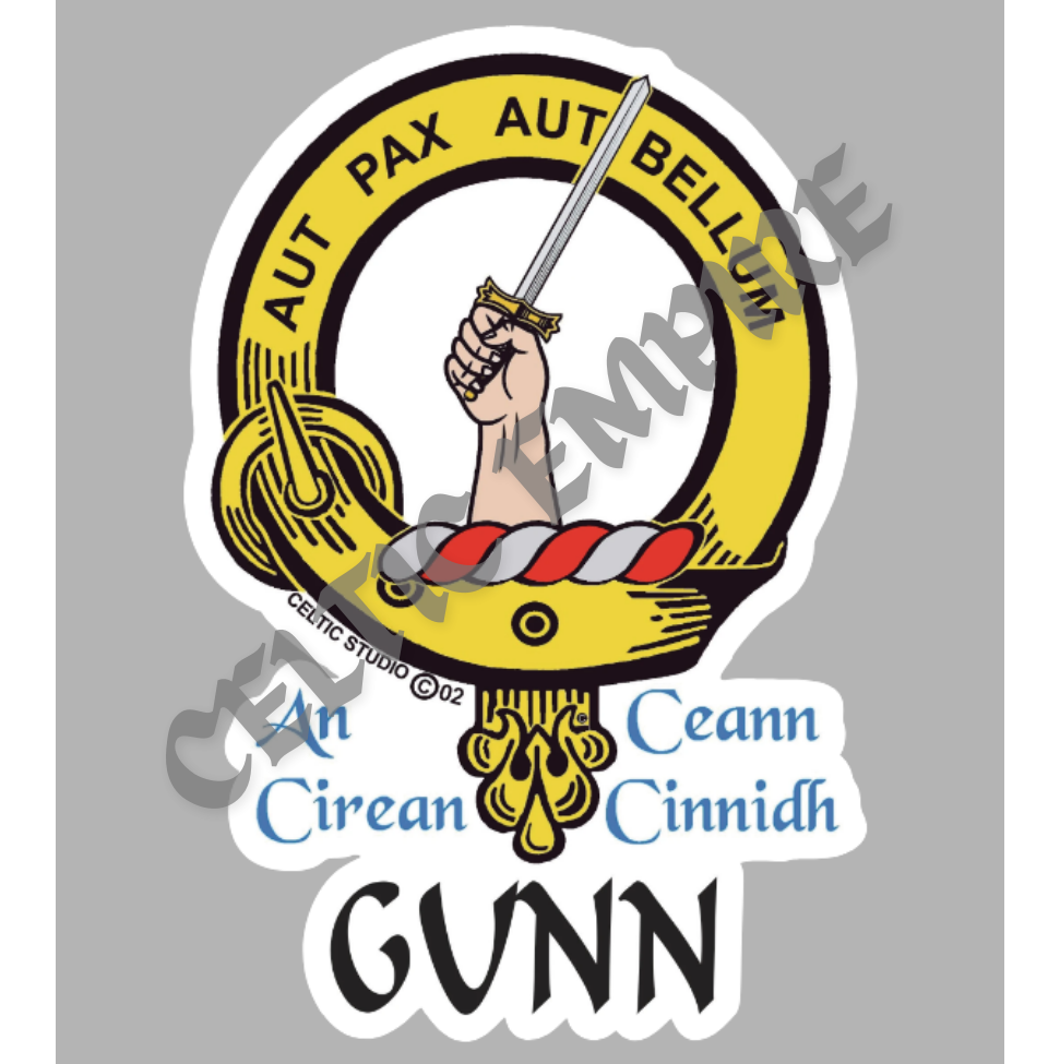 Gunn Family Clan Crest Decal | Custom Scottish Heritage Car & Laptop Stickers