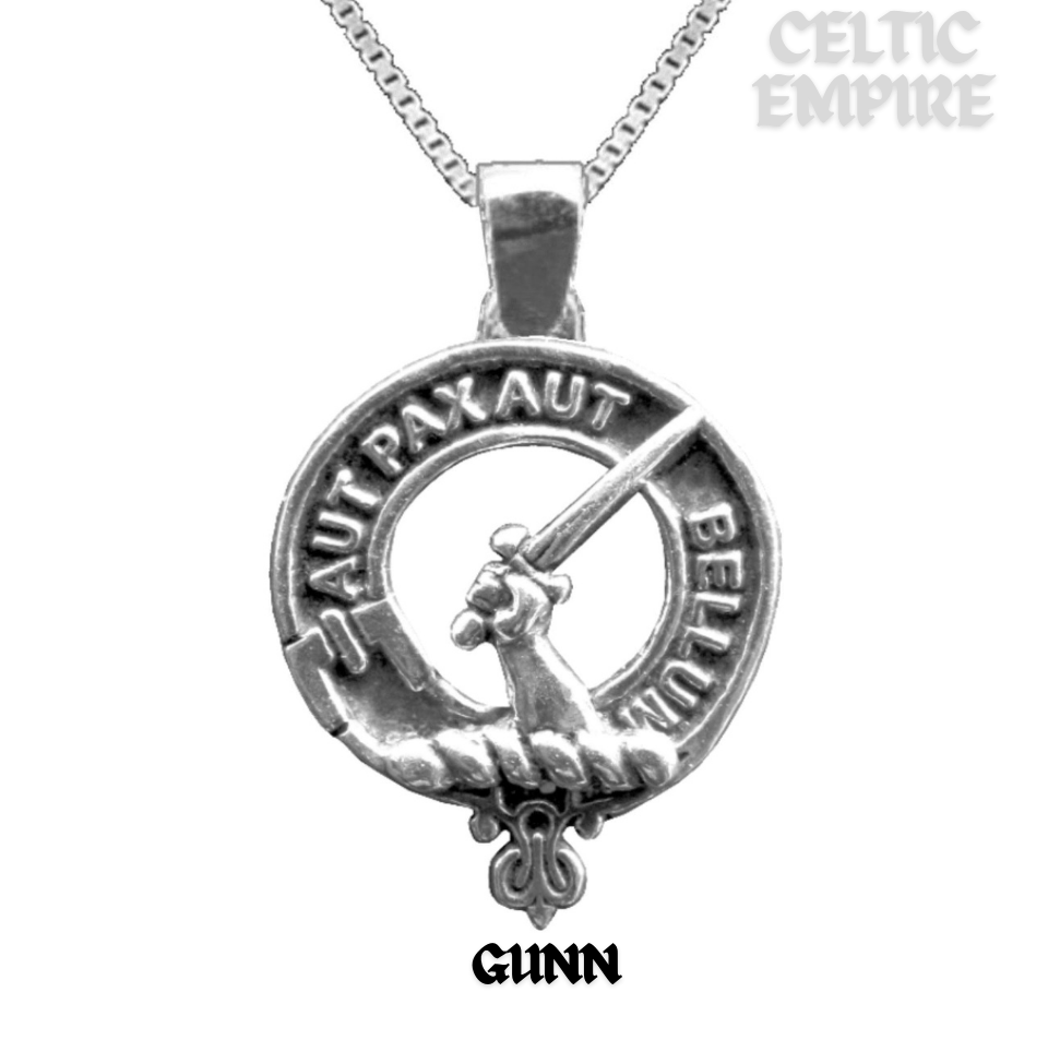 Gunn Large 1" Scottish Family Clan Crest Pendant - Sterling Silver