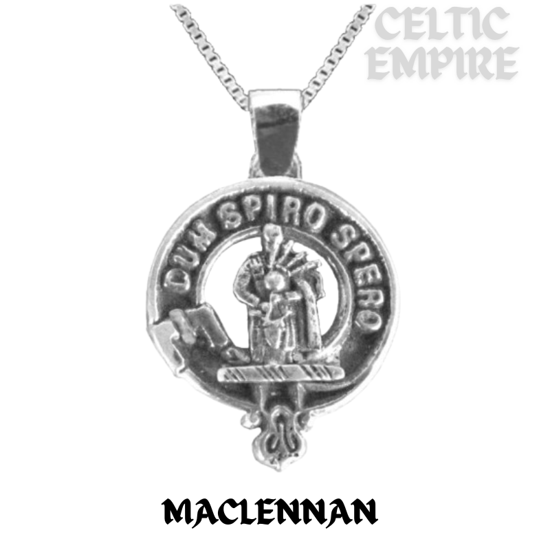 MacLennan Large 1" Scottish Family Clan Crest Pendant - Sterling Silver