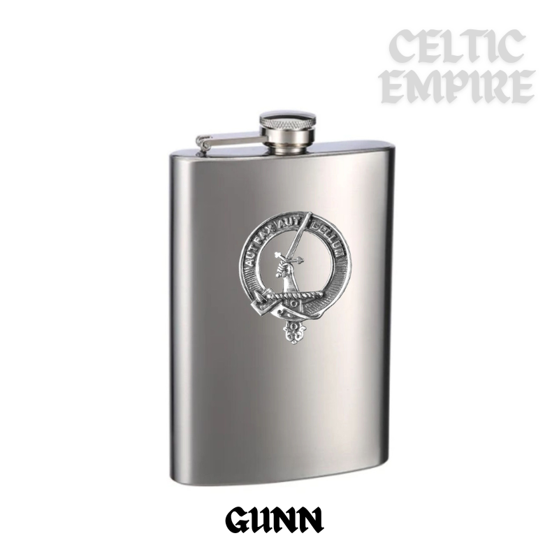 Gunn 8oz Family Clan Crest Scottish Badge Stainless Steel Flask