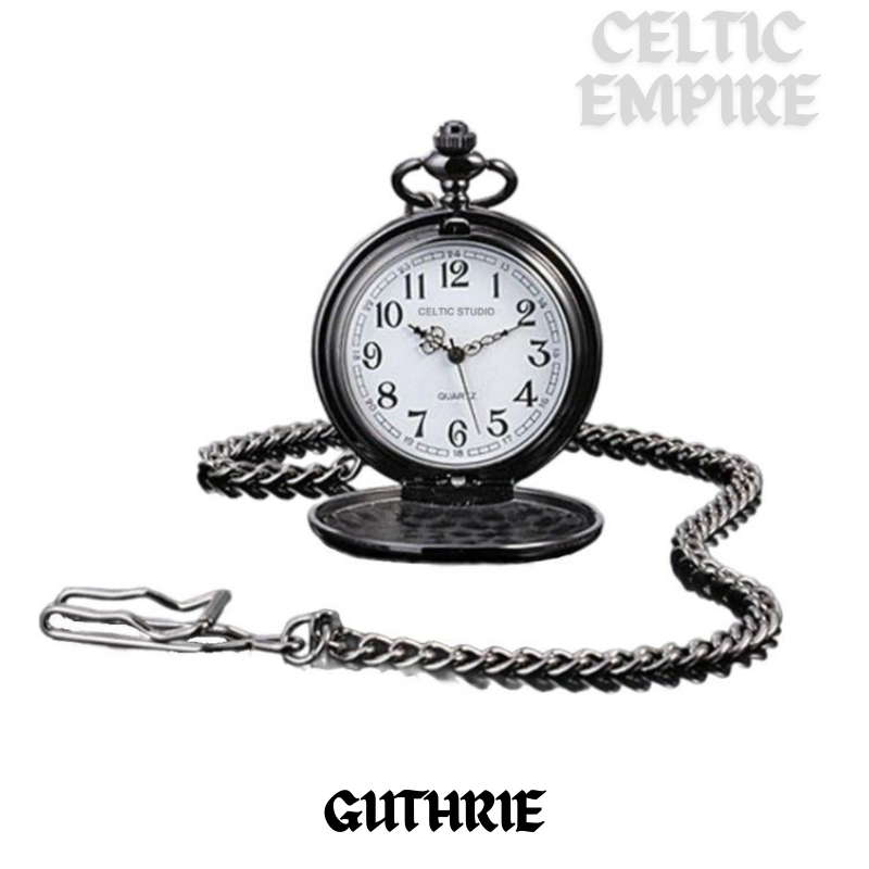 Guthrie Family Clan Crest Black Pocket Watch