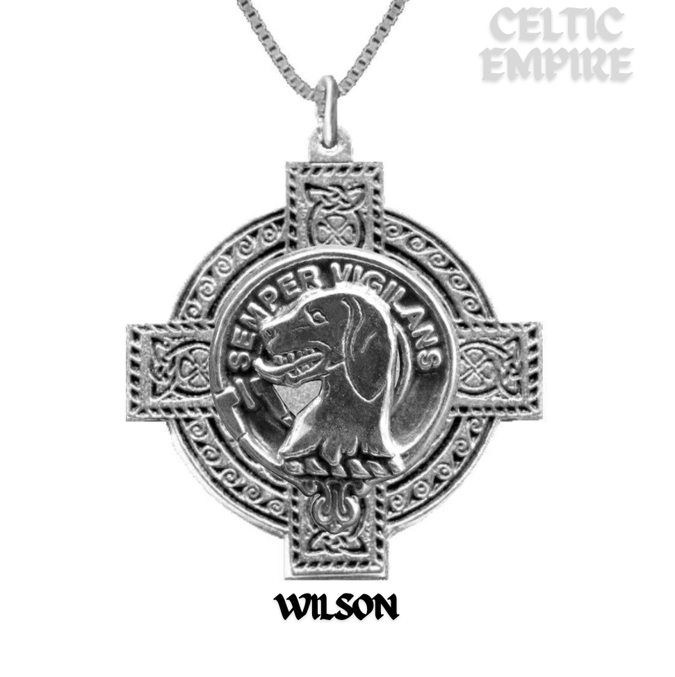 Wilson Family Clan Crest Celtic Cross Pendant Scottish