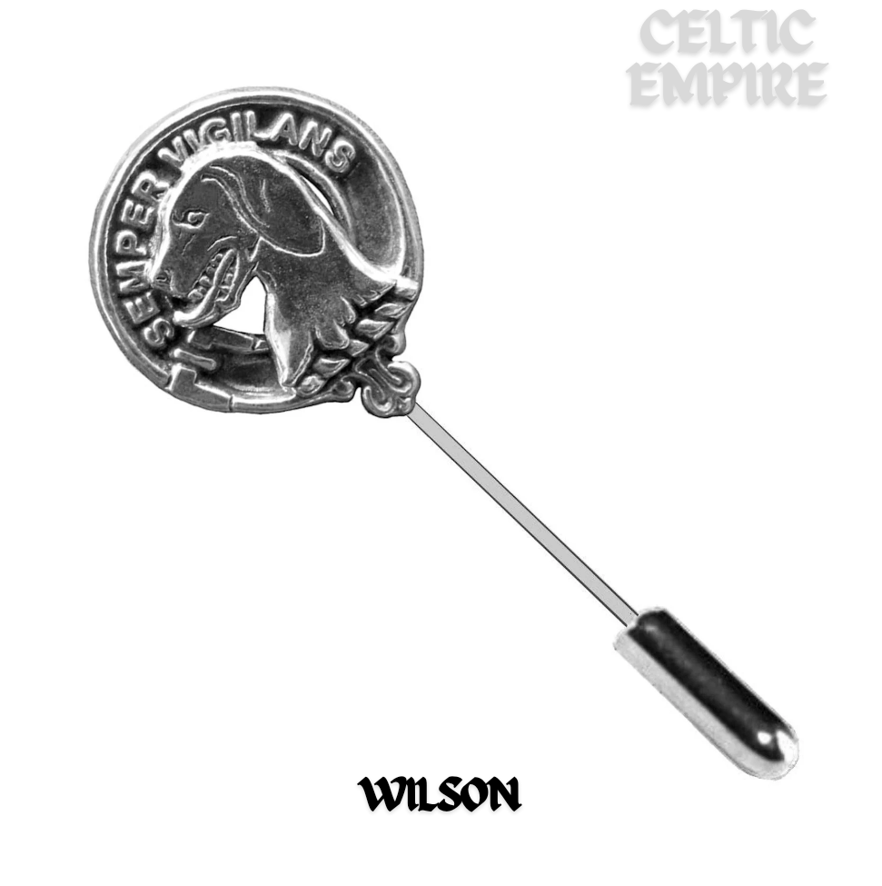 Wilson Family Clan Crest Stick or Cravat pin, Sterling Silver