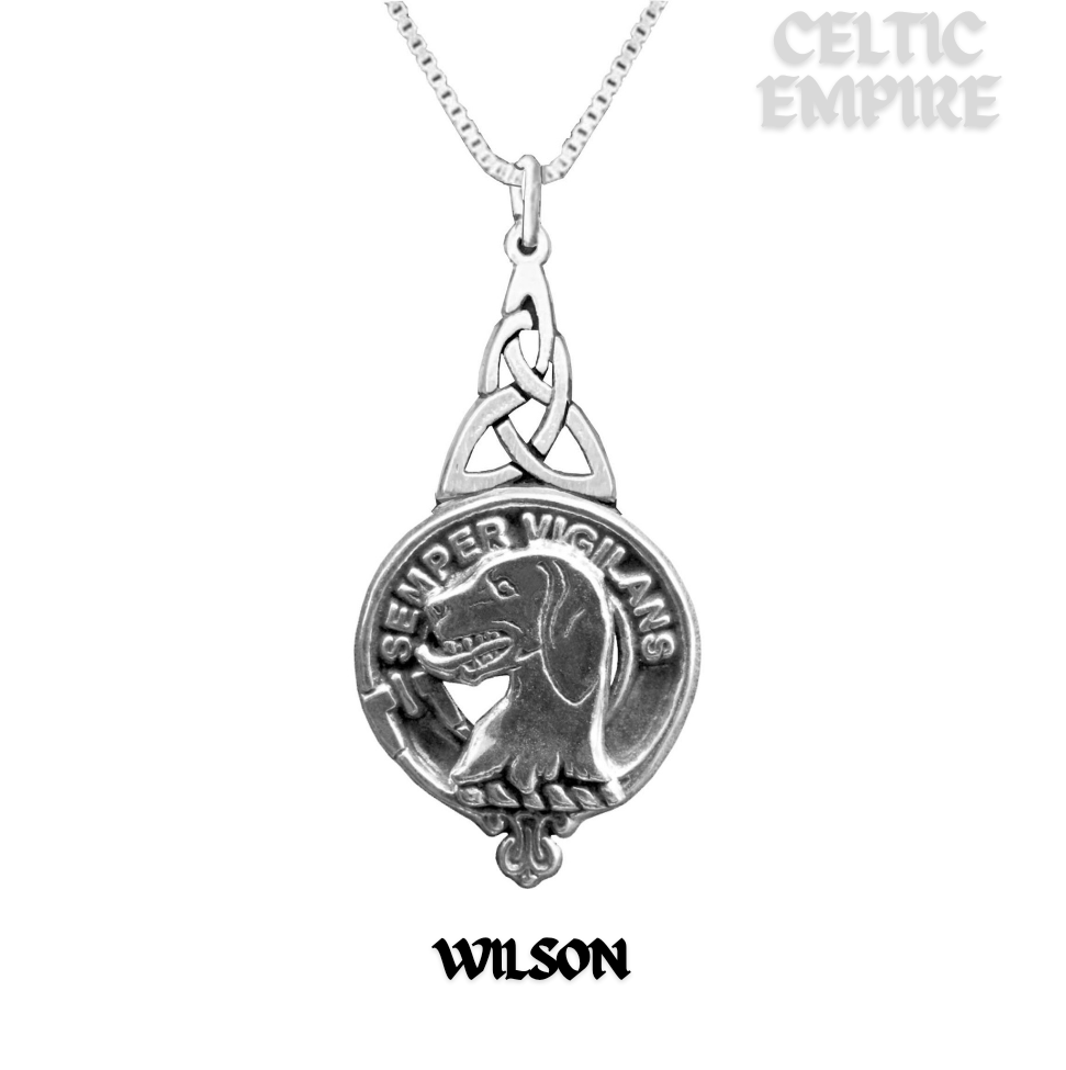 Wilson Family Clan Crest Interlace Drop Pendant