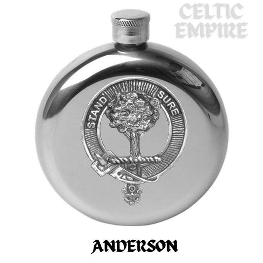 Anderson Family Clan Crest Scottish 5 oz Round Flask