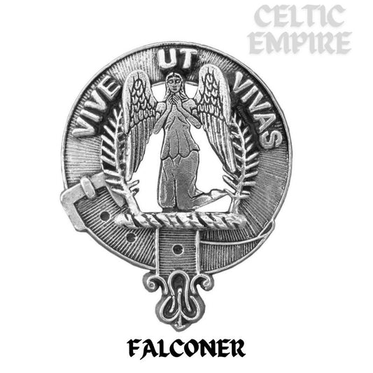 Falconer Family Clan Crest Scottish Pewter Cap Badge