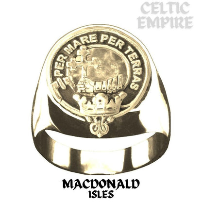 MacDonald Isles Scottish Family Clan Crest Ring Sterling Silver and Karat Gold