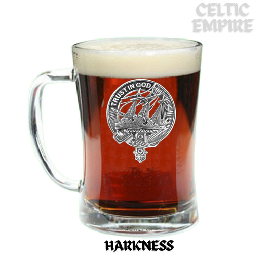 Harkness Crest Badge Beer Mug, Scottish Glass Tankard